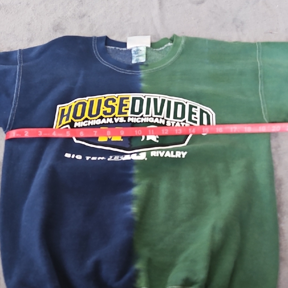 Hanes House Divided Men's Crewneck Sweater - Blue and Green - Picture 9 of 9